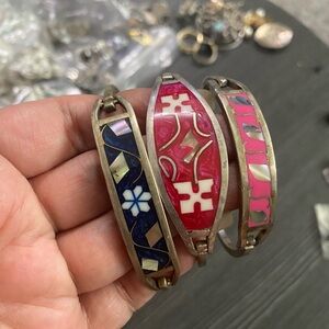 Pink and Blue Mexican  Women's Bracelet Set small size
